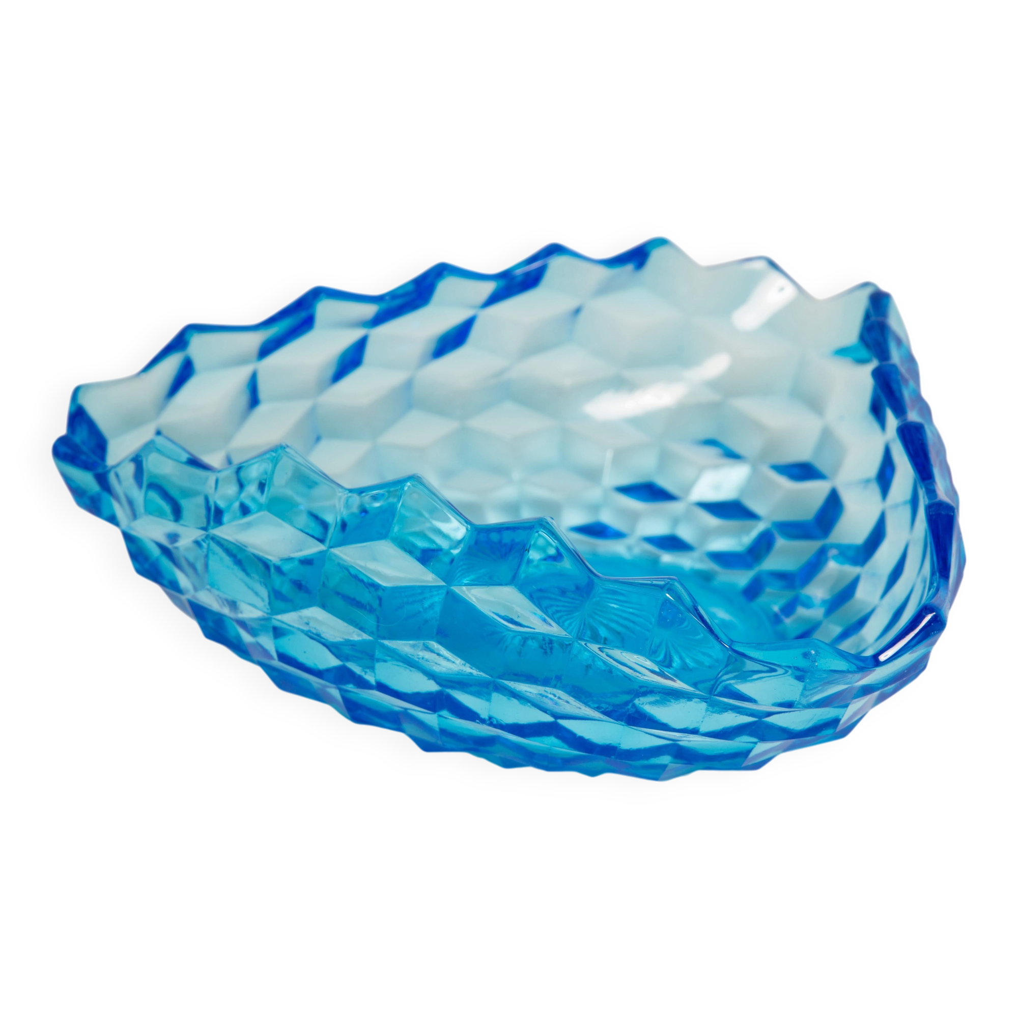 Vintage light blue decorative plate in glass - Italy, 1960s