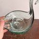 Green Glass Coupe Vase Swan Murano 26 cm Art Deco or 1950s Style