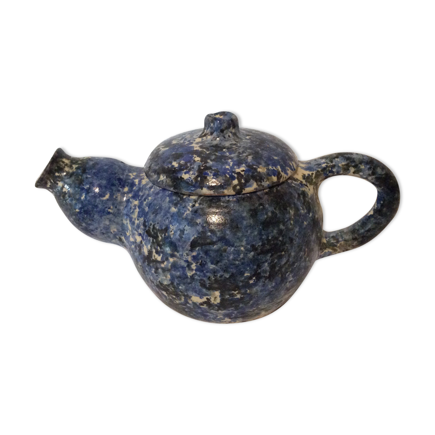 Vintage blue terracotta teapot