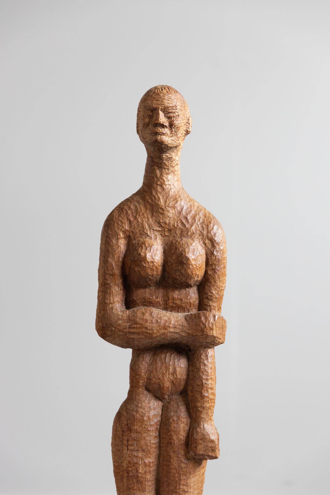 Mid-20th century Scandinavian folk art sculpture representing a human being.