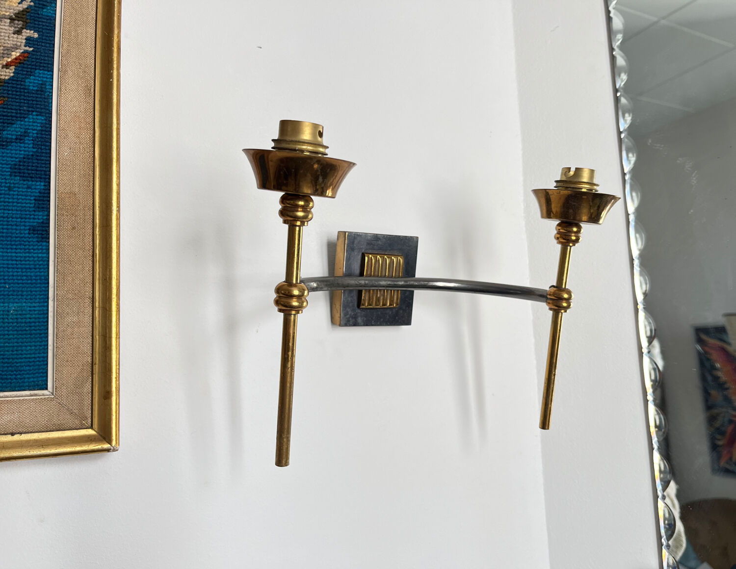 Double metal wall light in Jansen house style