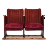 1950s, Danish theater armchairs, furniture velour, original condition.