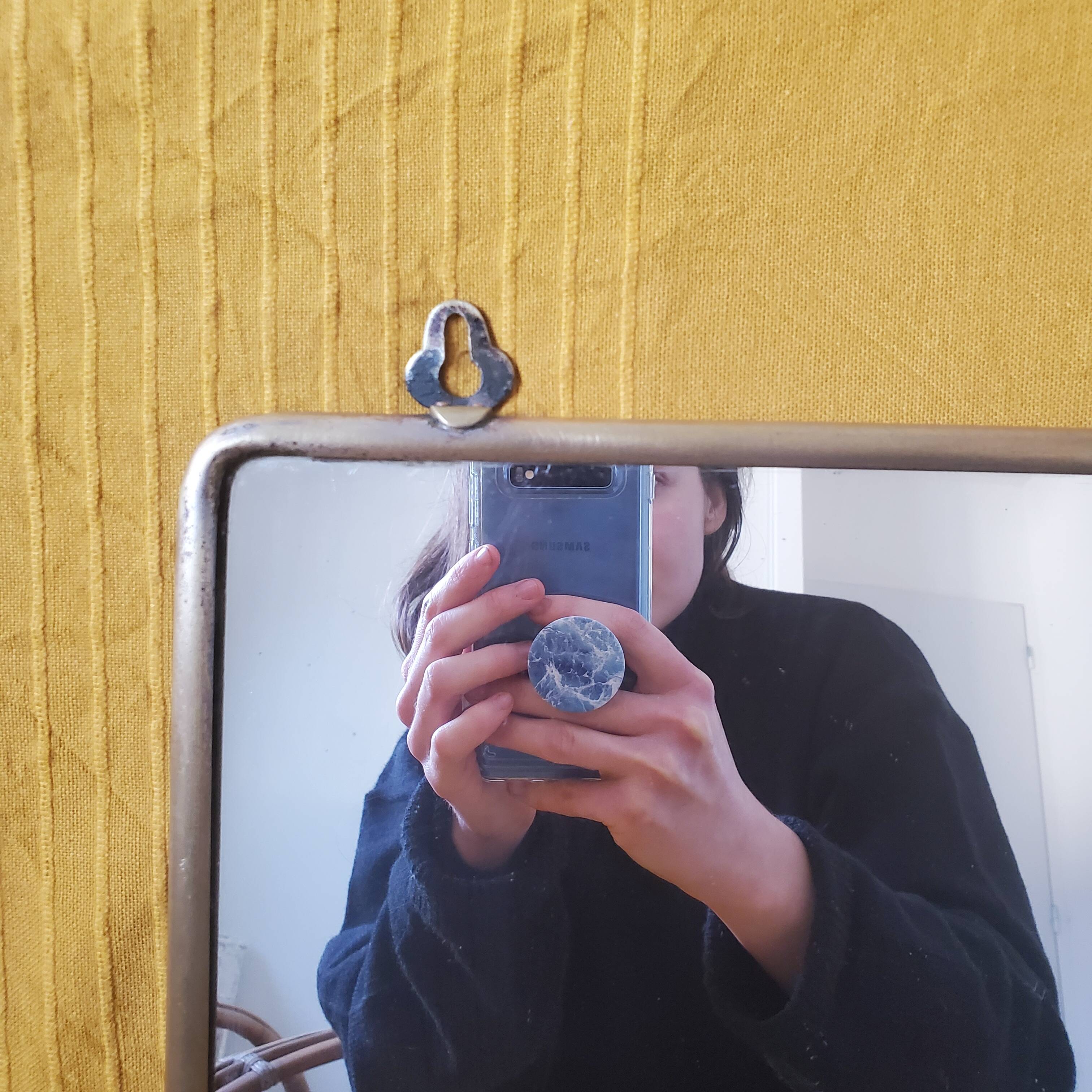 Golden patinated wardrobe mirror