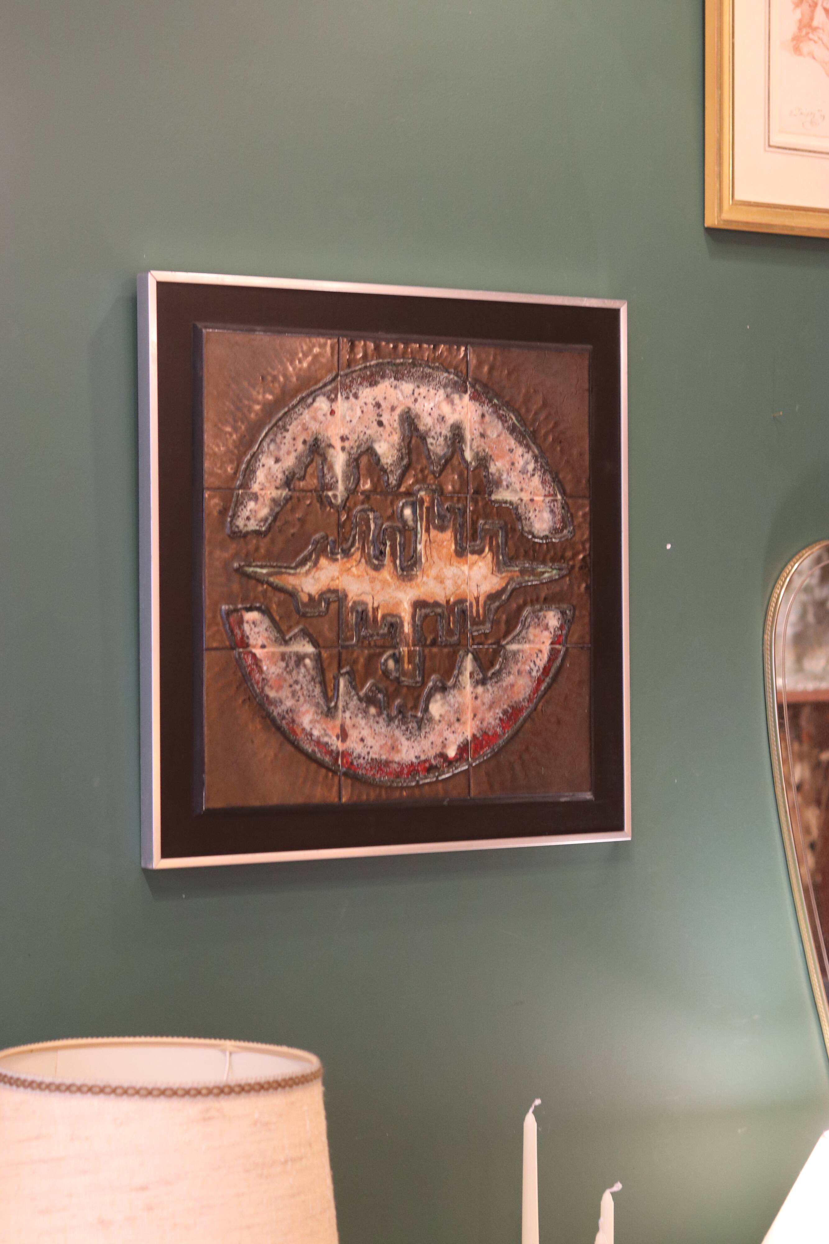 Brutalist ceramic wall decoration from the 1970s.