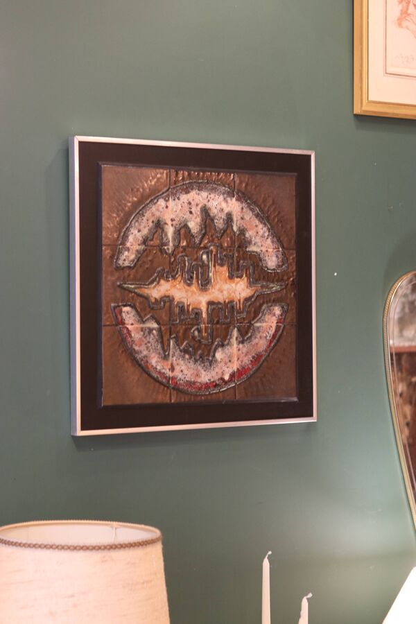 Décoration murale en céramique brutaliste des années 70