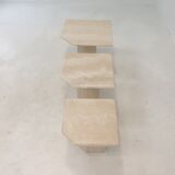 Set de 3 tables basses ou d’appoint en travertin italien, années 1980