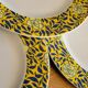 6 flat plates Cacharel floral decoration yellow and blue