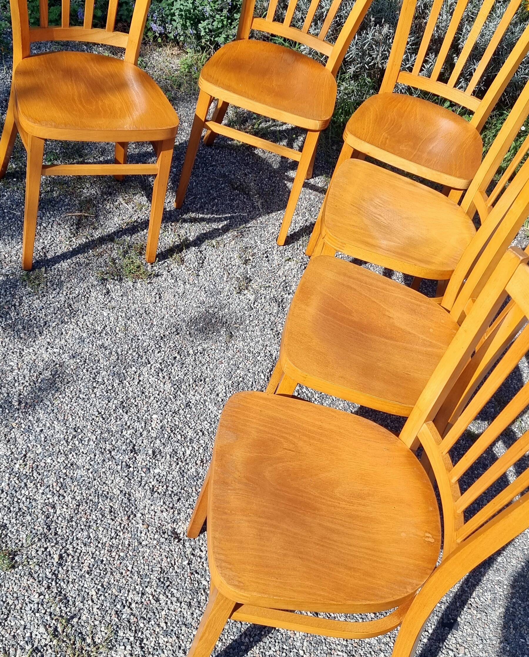 6 bistro chairs in curved beech from the 70s