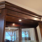 Vitrine hexagonale vintage en bois et verre – éclairé-Style classique