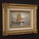 Seascape painting signed Remo Testa, fishermen at dawn