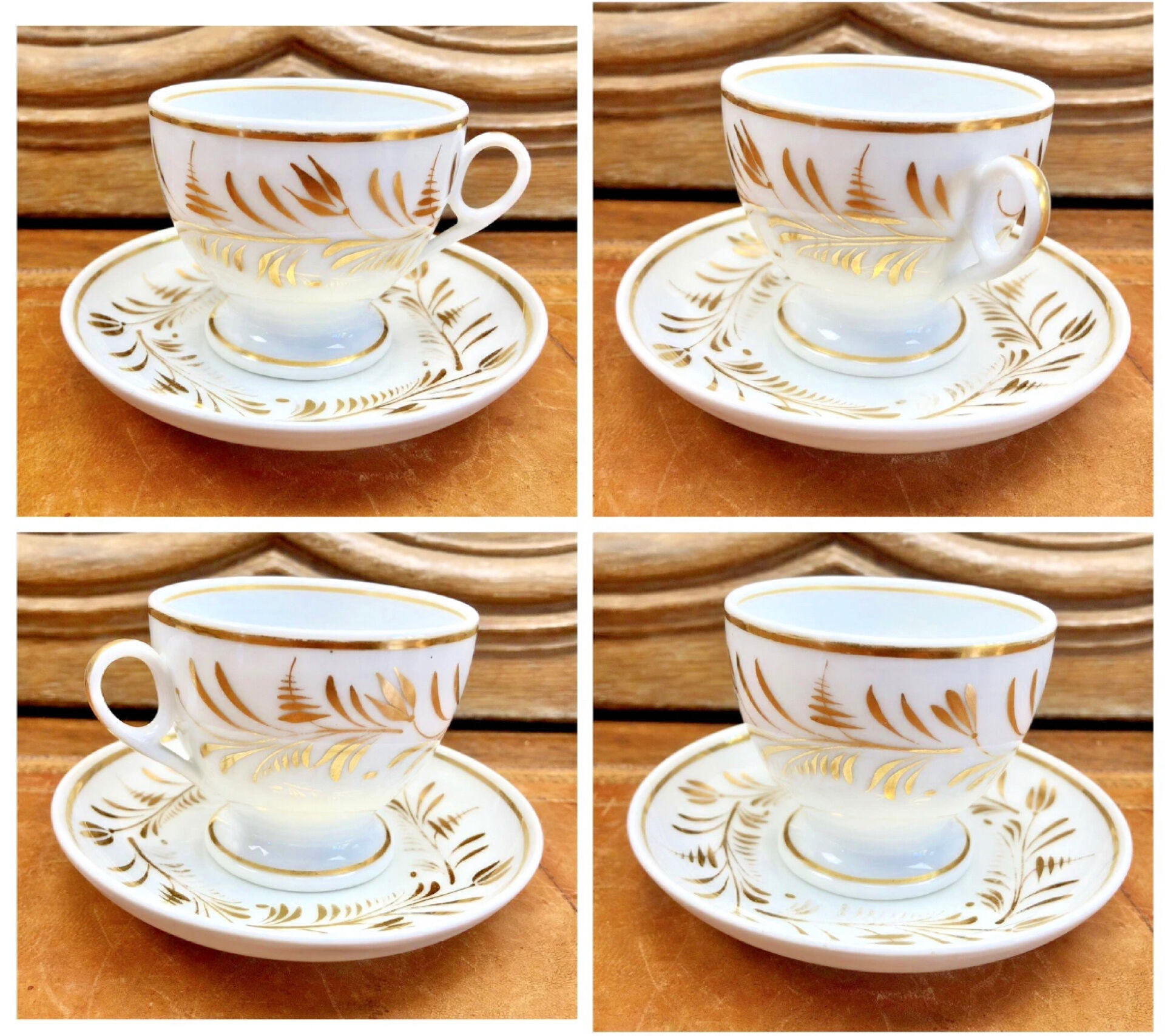Antique Empire XIX coffee service for 6 cups, porcelain from Paris.