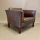 Fauteuil cuir marron scandinave 1960