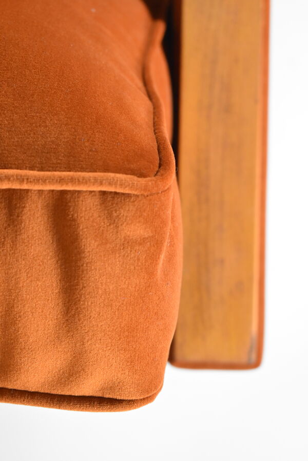 Fauteuil vintage ZWP-8 Cube, entièrement restauré, couleur russet, velours gingembre années 1970