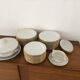 Tableware service 40 pieces in white and gilded porcelain CG Cie France Limoges