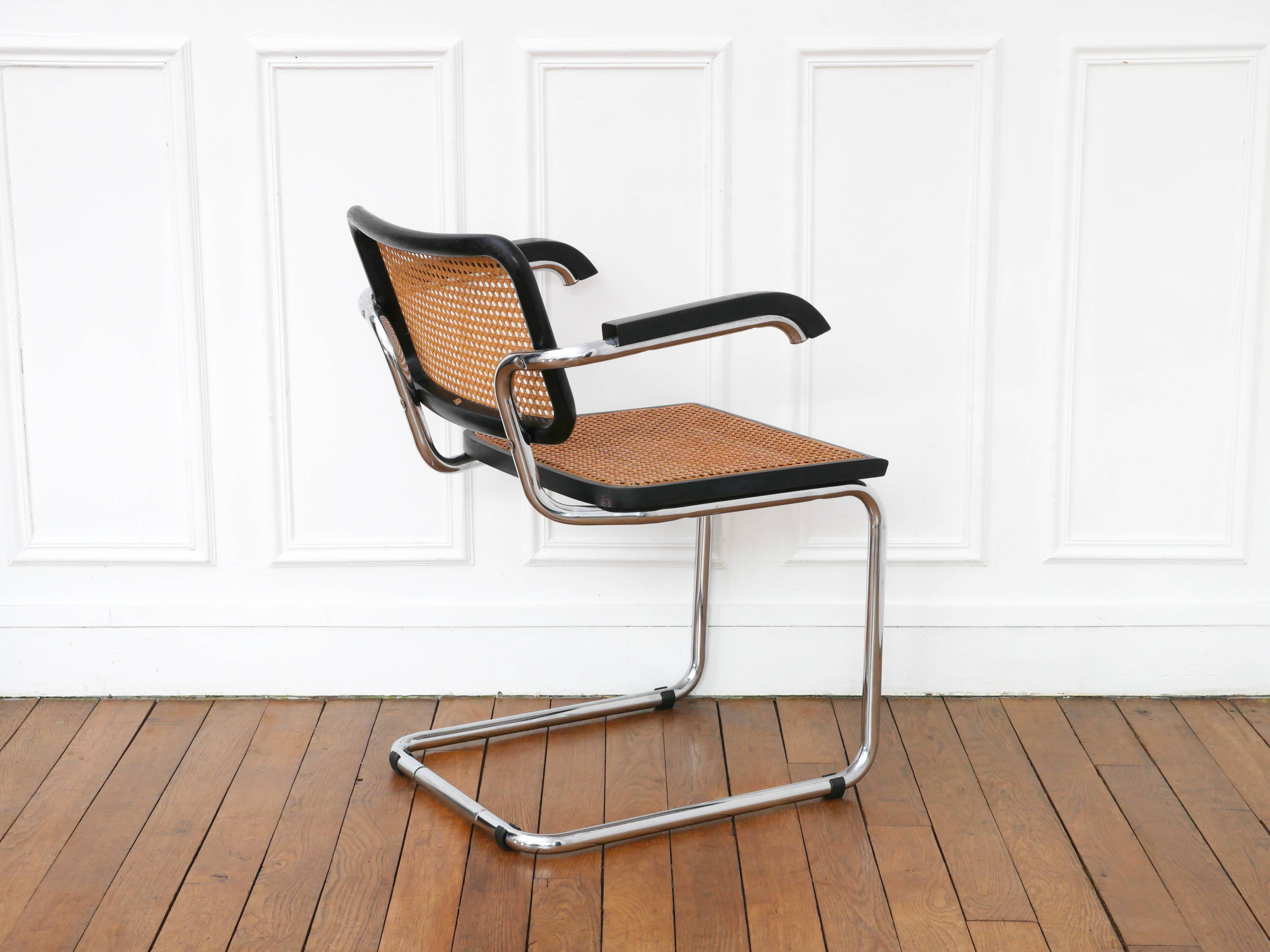 Fauteuil Cesca B64 Breuer Made in Italy - Cannage de l'assise refait