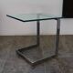 Table d’appoint verre, chrome  « Gebra », années 80, étiquette d'origine