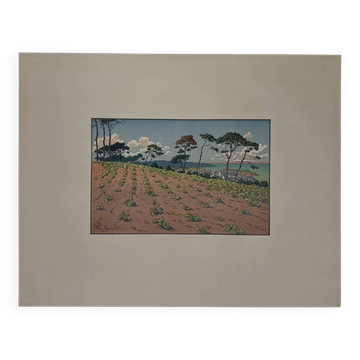 Lithographie par Henri Rivière Douarnenez vu du Ris