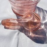 Pink transparent glass carafe with bubble cap