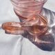 Pink transparent glass carafe with bubble cap