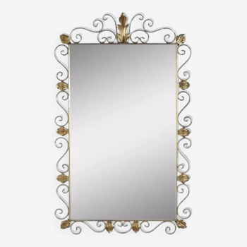 Rectangular mirror from the 50s - 60s on brass frame