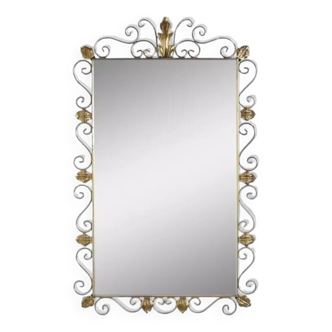 Rectangular mirror from the 50s - 60s on brass frame