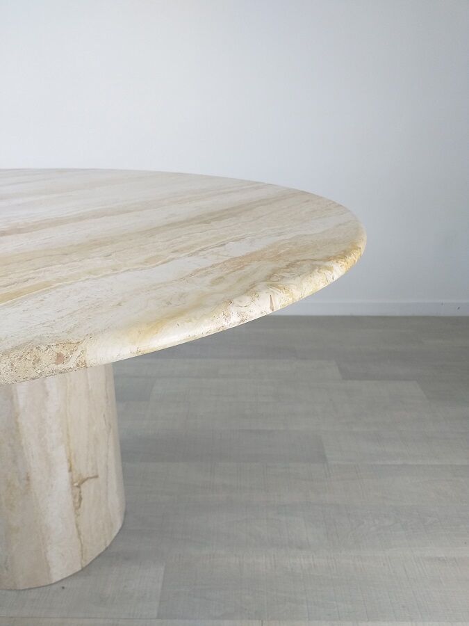 Travertine dining table design Jean-Charles Roche Bobois vintage 70s