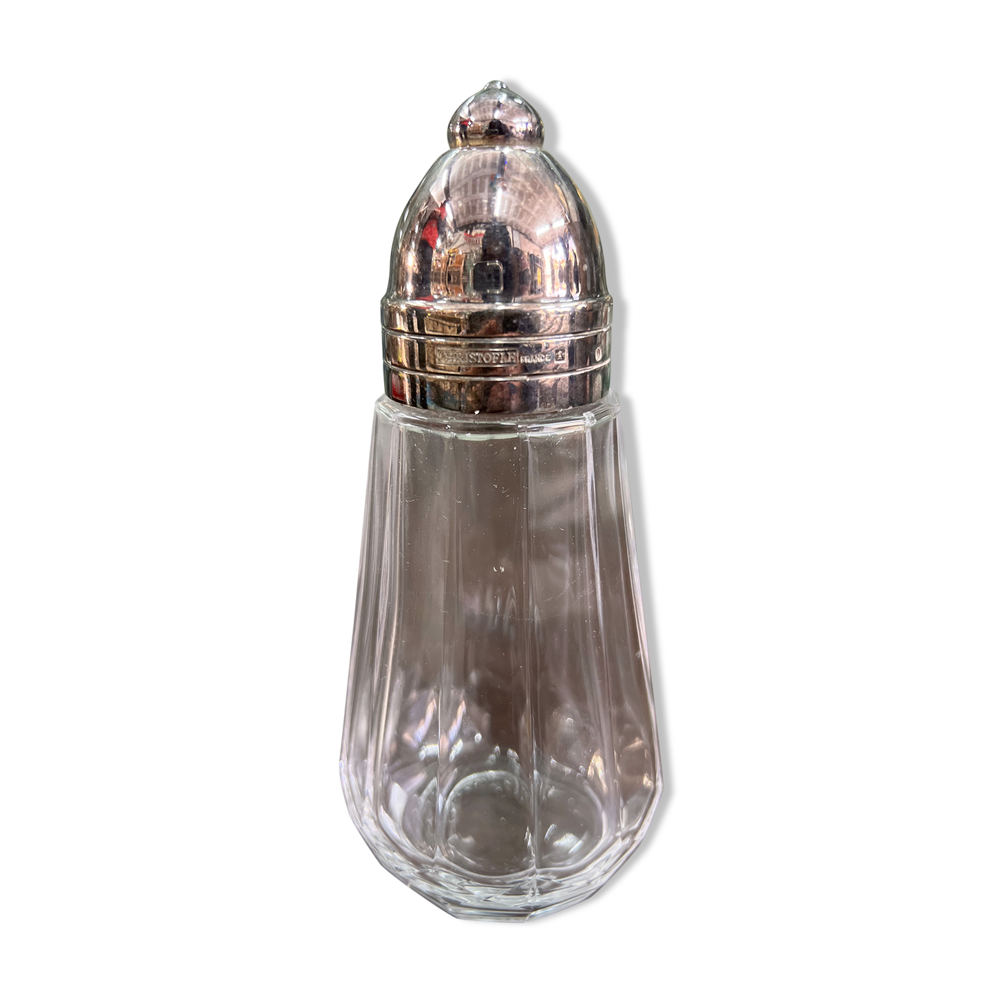 Christofle sprinkler sugar bowler, Mégève model, signature and hallmarks