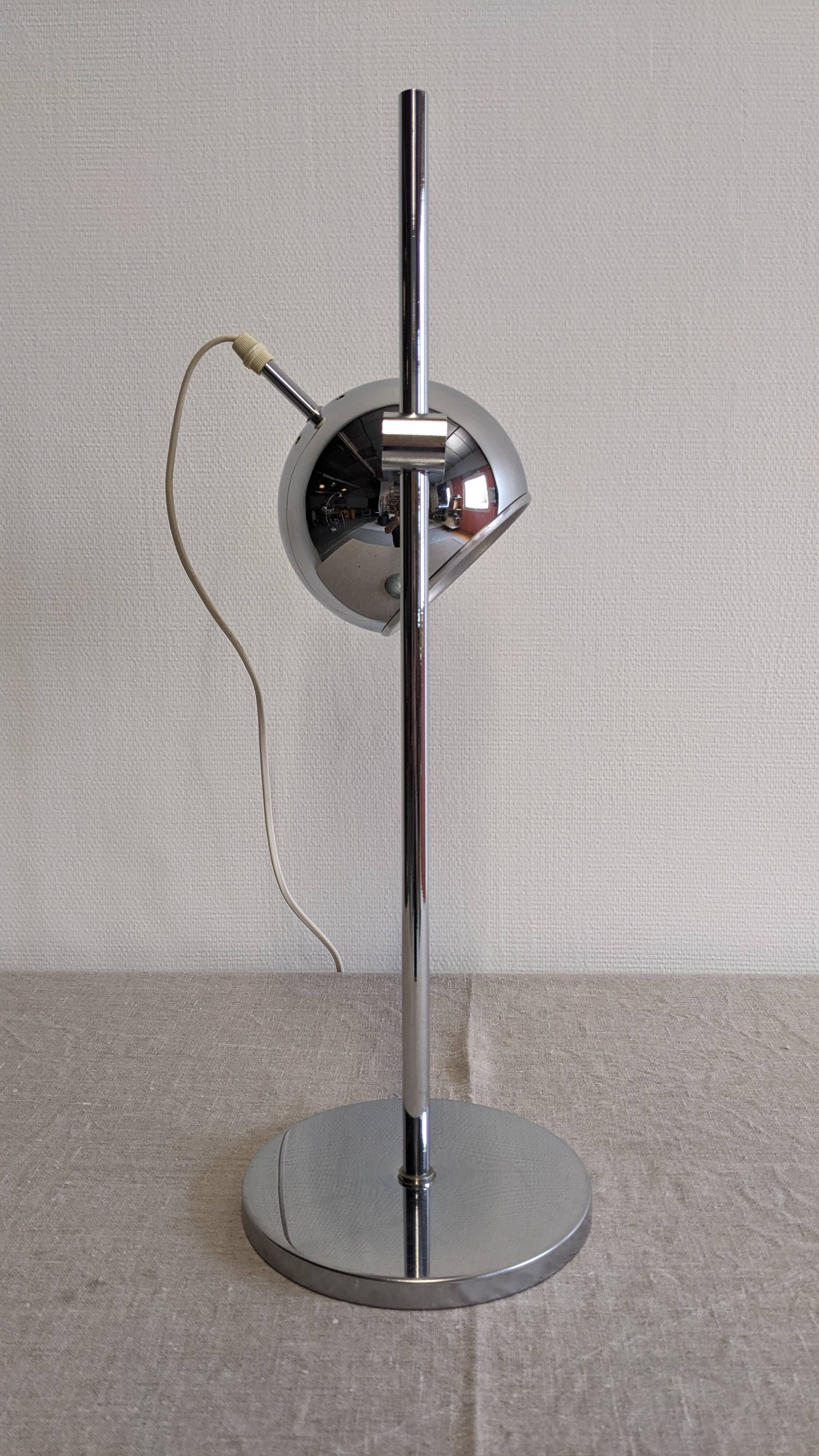 Chrome eye ball lamp, space age, Germany circa 1970.
