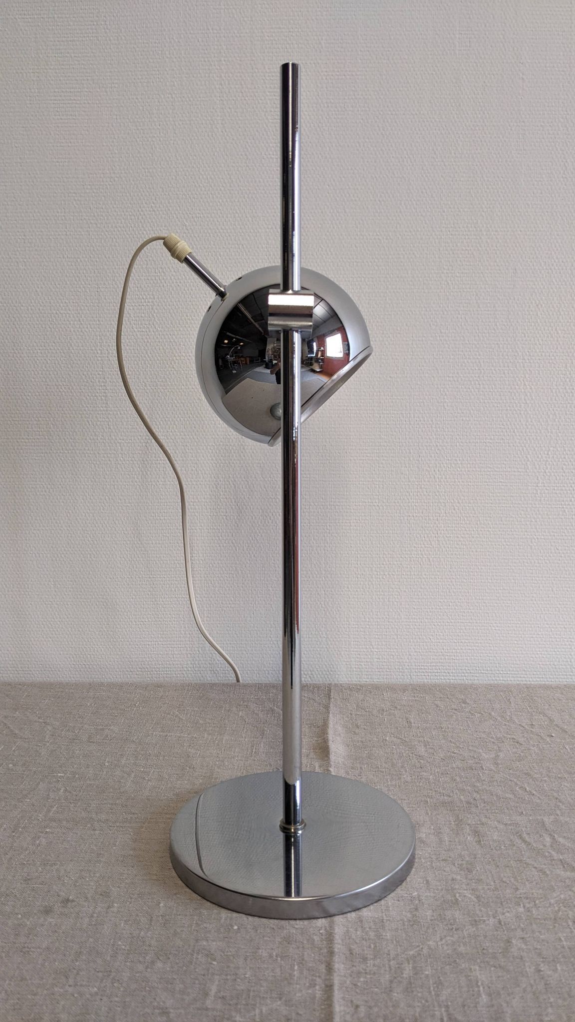 Chrome eye ball lamp, space age, Germany circa 1970.