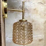 Brass and striated glass wall lamp