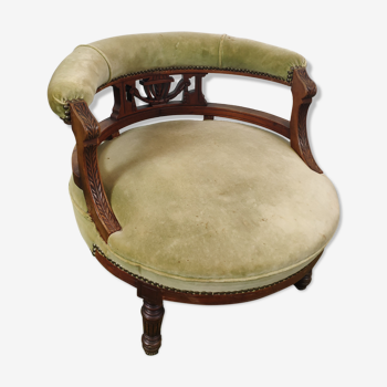 Fauteuil empire velours vert ancien