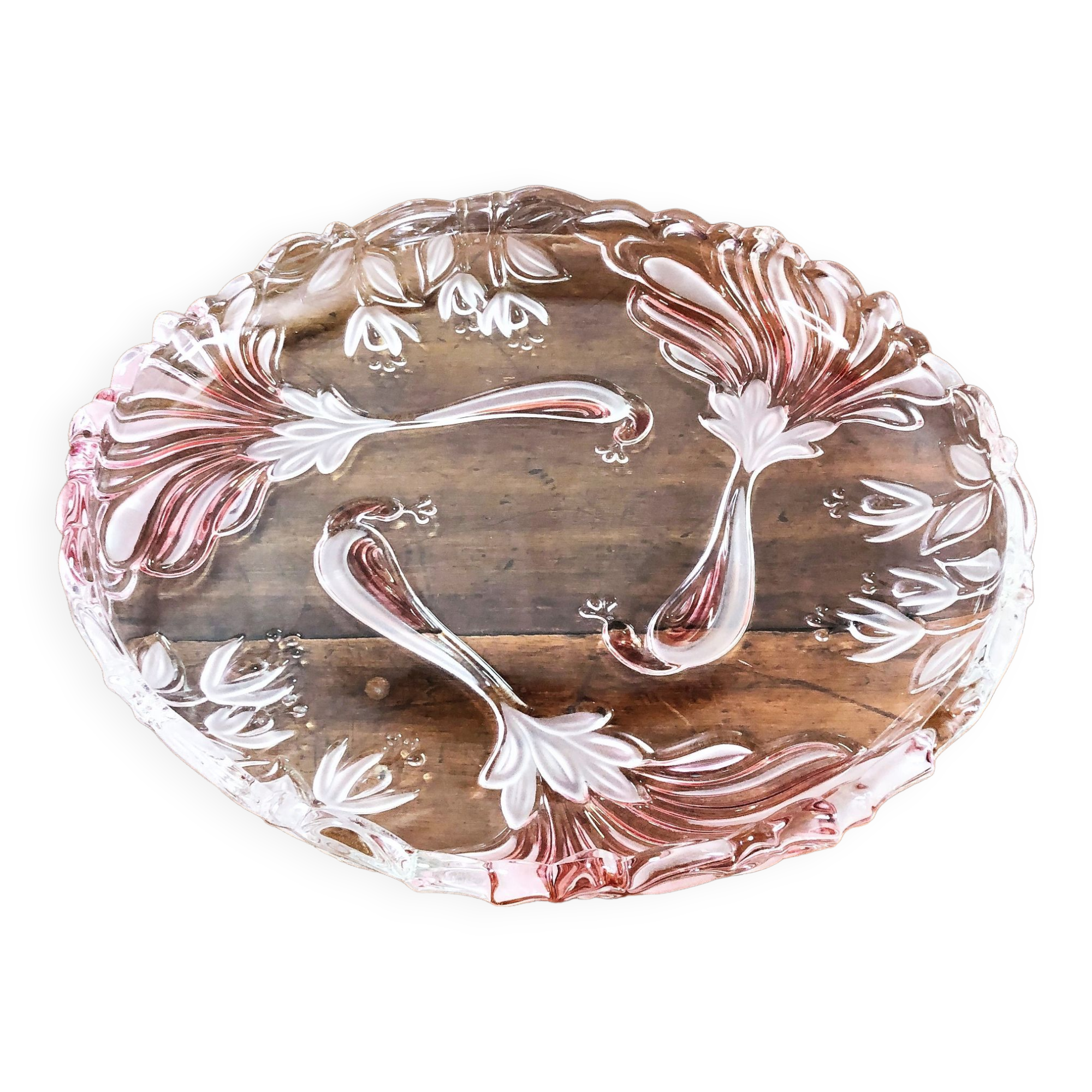 Cake dish serving pie peacock décor