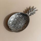 Silver-Plated Pineapple Bowl, 1960s Vintage Saladier in Metal, Tropical Centerpiece