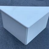 Set of three triangle side tables wood white creme design