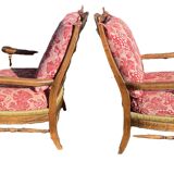 paire de fauteuils rustiques bois et tissu