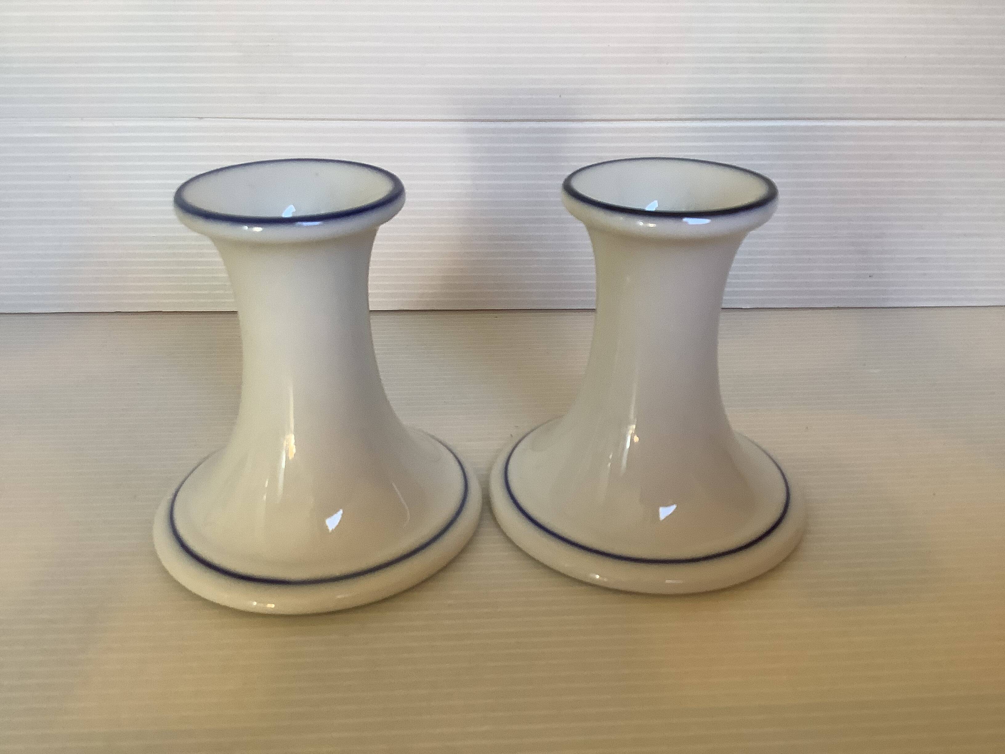 Pair of cornflower flower candlesticks