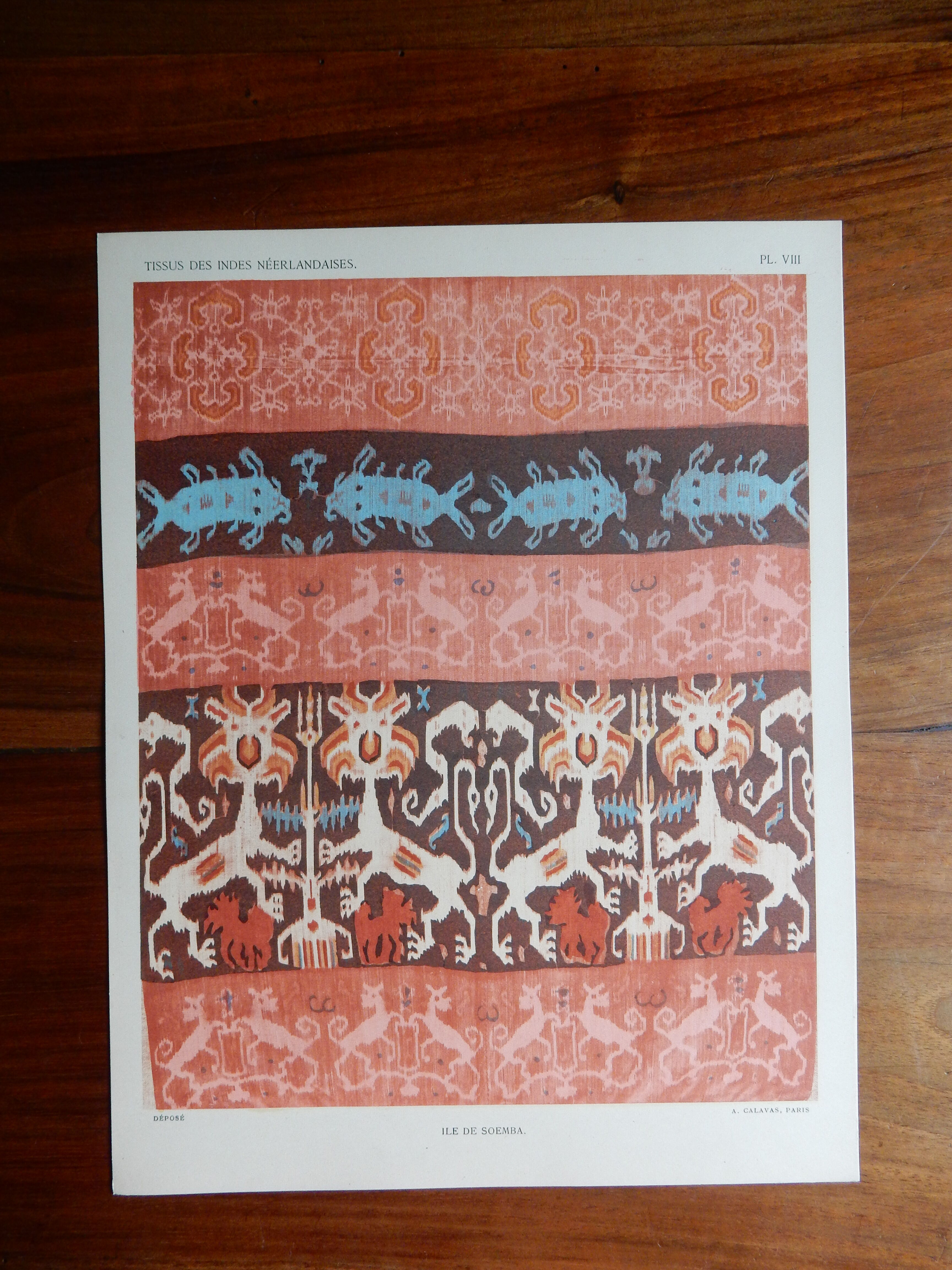 Old illustrative plate funerary fabric color of the Dutch East Indies 1930