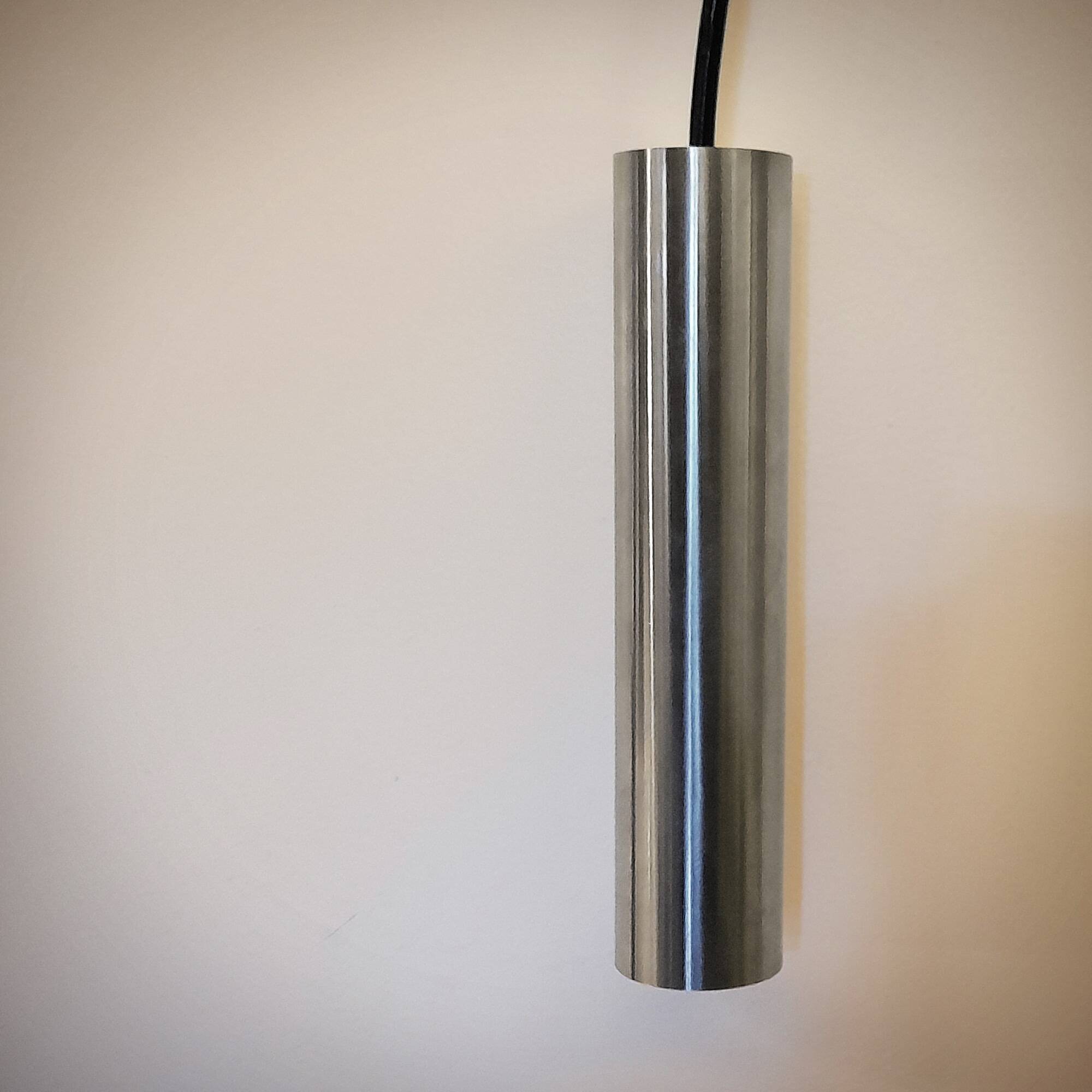 Still brand tube pendant light in polished stainless steel, 1970s, NEW