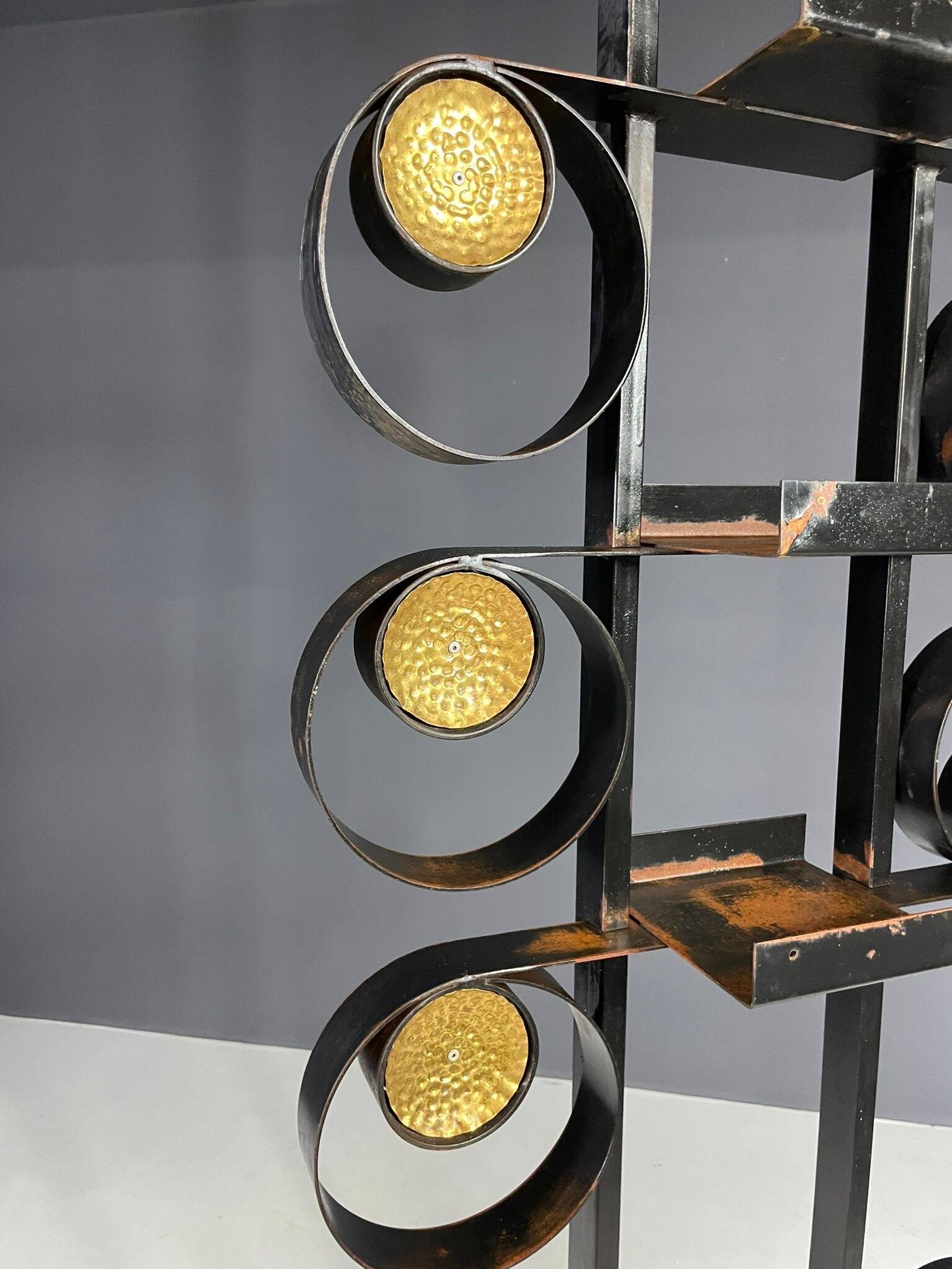 Retro metal plant stand, brutalist style, Czechoslovakia, 1970s