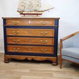 Chest of drawers in oak and gray marble, France 19th century