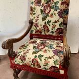 Pair of Renaissance style armchairs in solid walnut, 19th century
