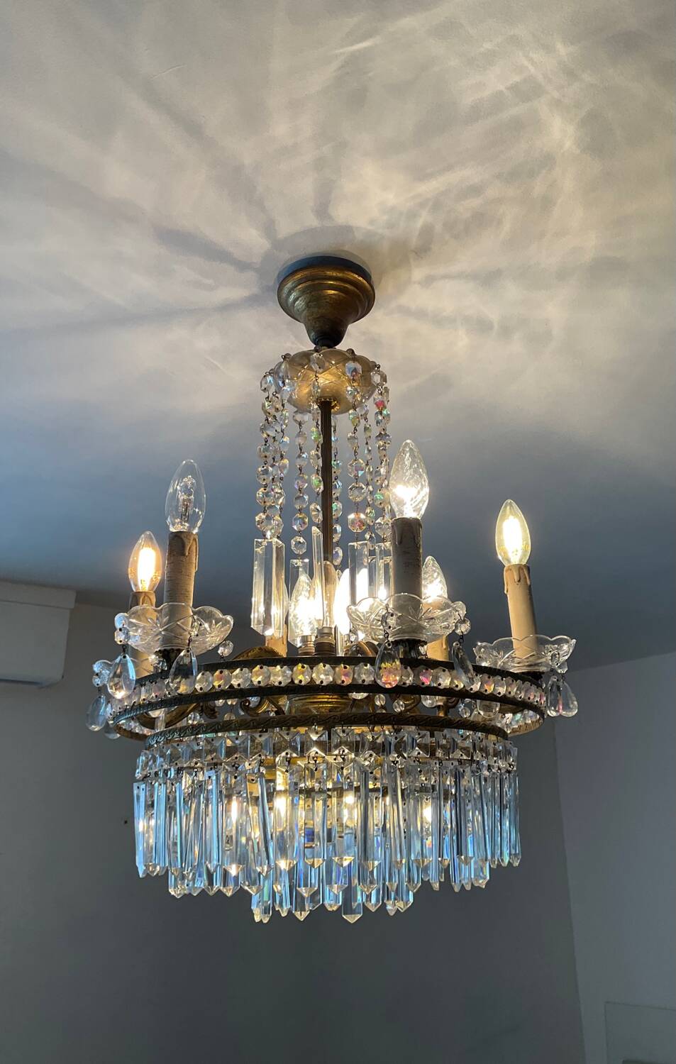 Cascade chandelier with crystal drops