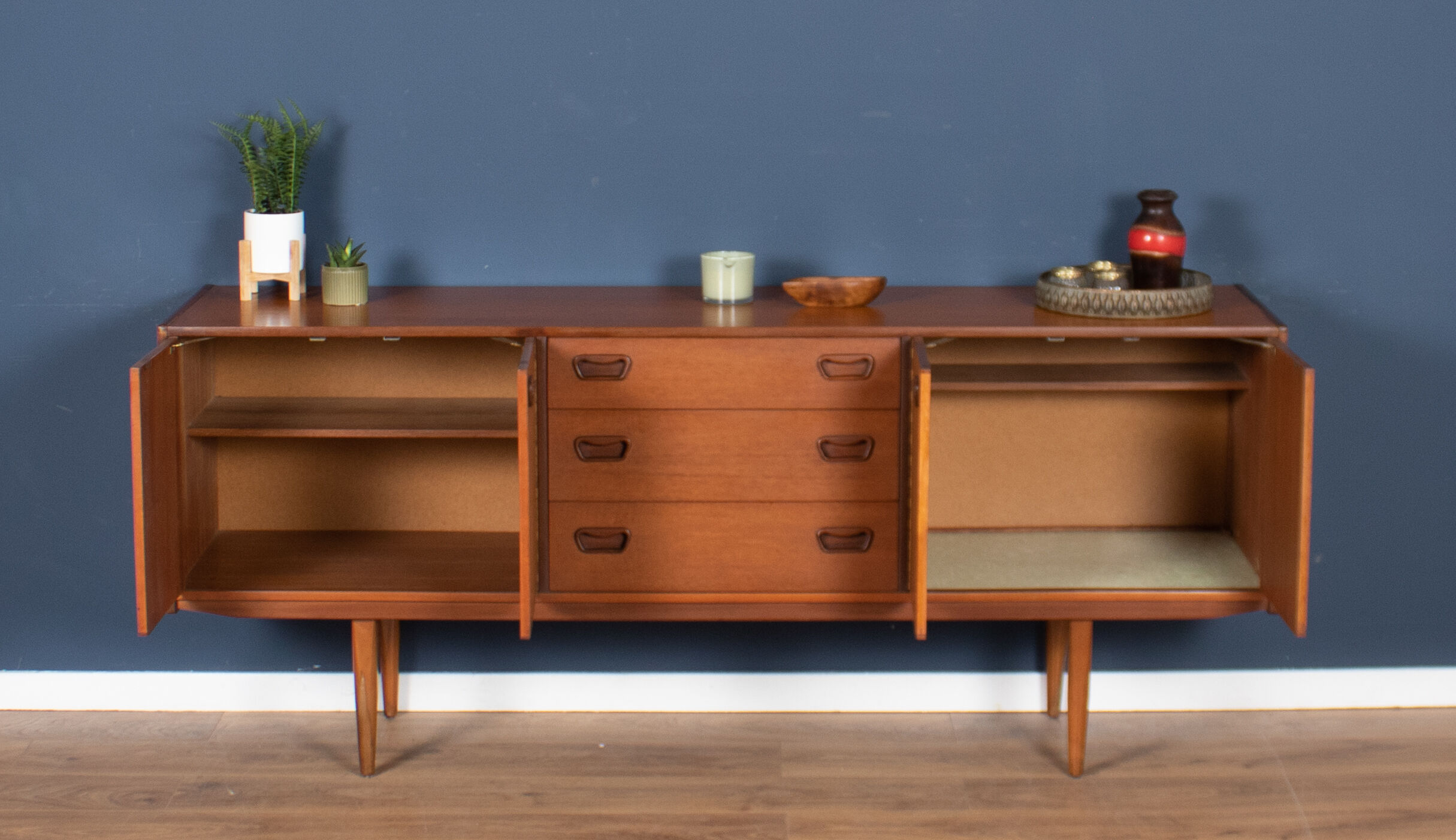 Retro teak 1960s mid century long teak sideboard