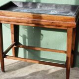 Table de métier, début 20ème, en bois et zinc riveté