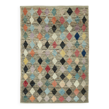 Tapis en laine multicolore tissé à la main, unique en son genre, 244 cm x 350 cm.