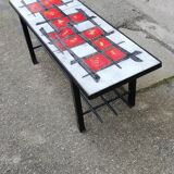 Vintage coffee table metal and lava stone
