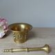 Mortar and Pestle in Solid Bronze – Face Decoration – Antique Style