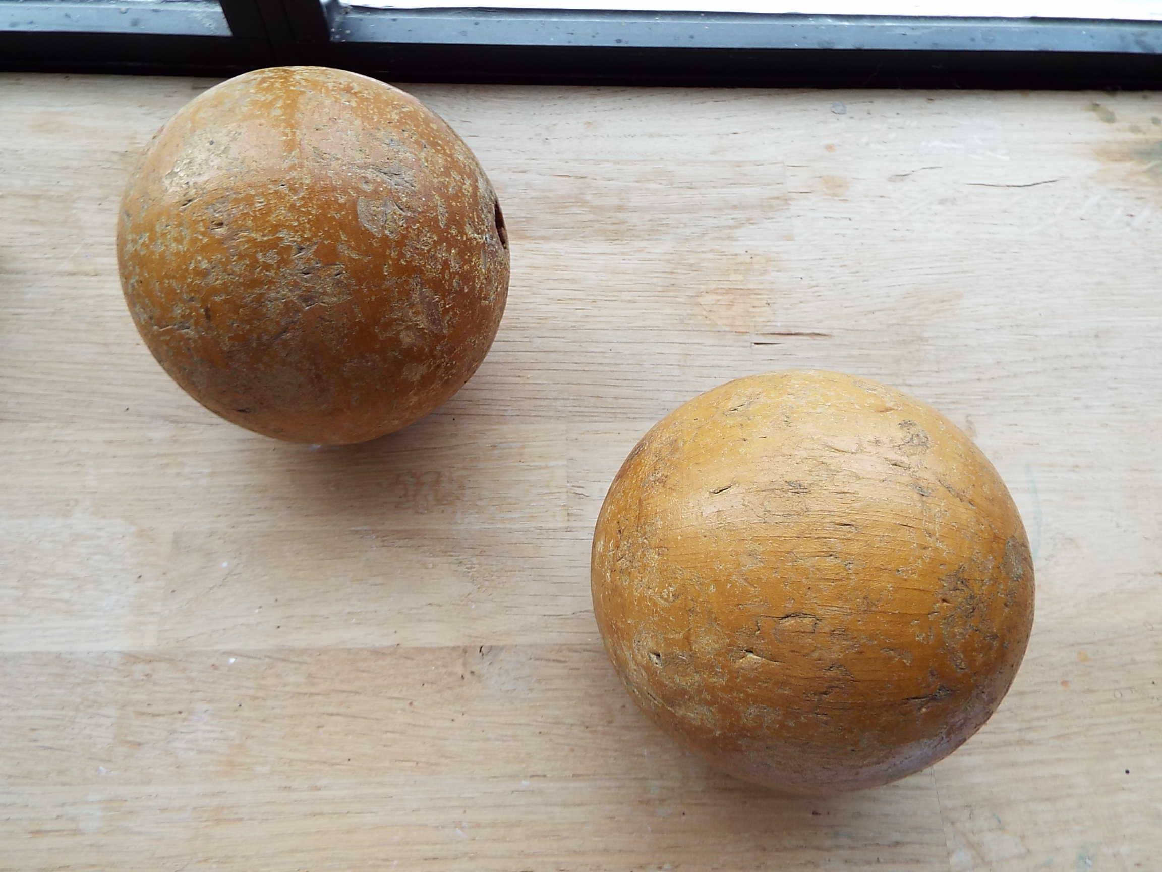 Set of 9 turned wooden pins