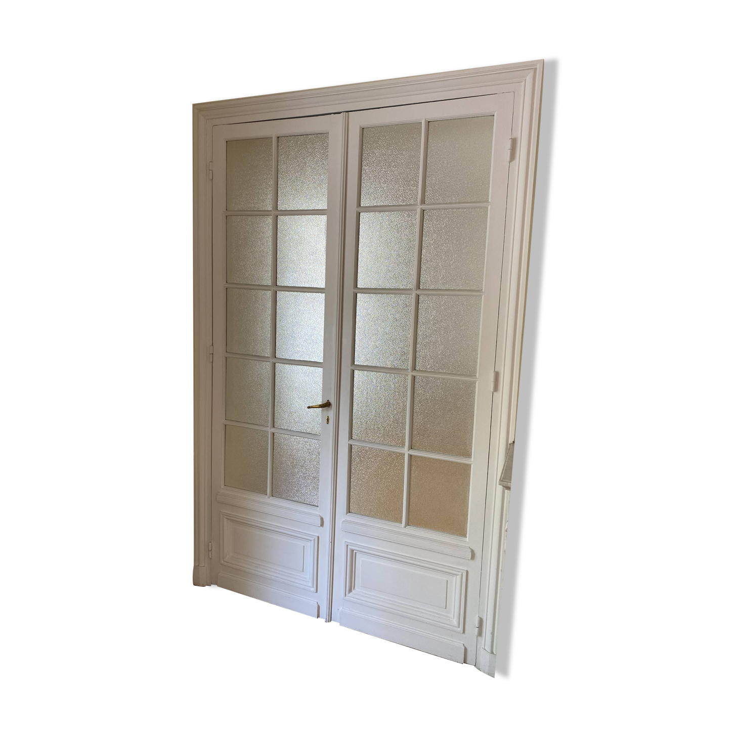 Double Haussmannian wooden door with cathedral glass - 245 cm