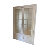 Double Haussmannian wooden door with cathedral glass - 245 cm